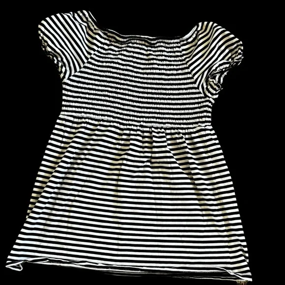 Black-White Stripe Babydoll Blouse Sz M - Picture 11 of 12